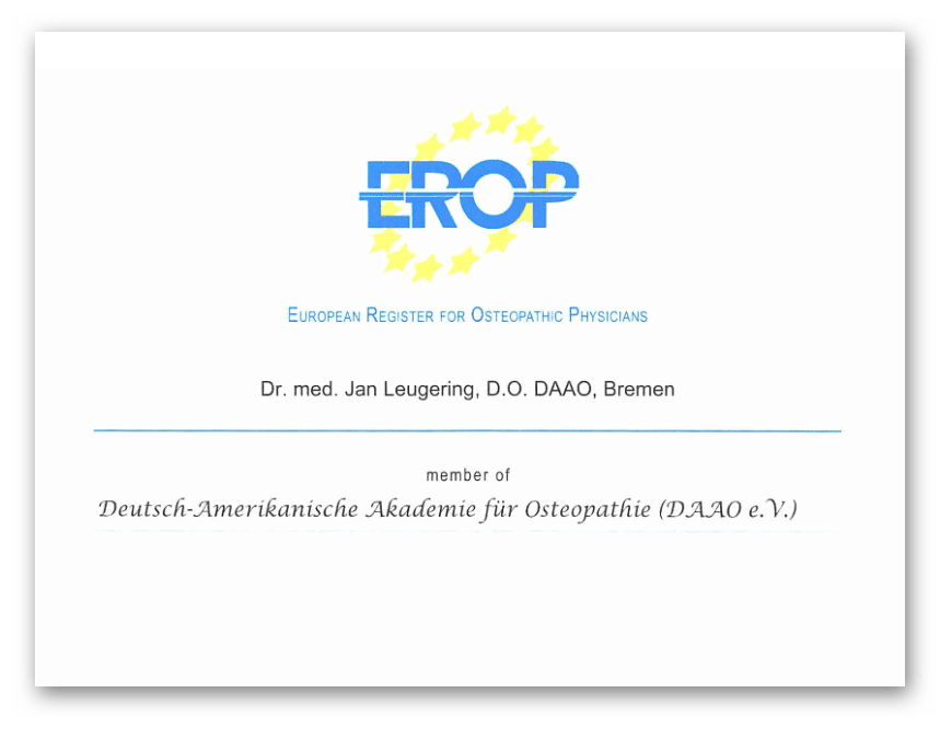 Diplom Osteopathie Dr. med. Leugering