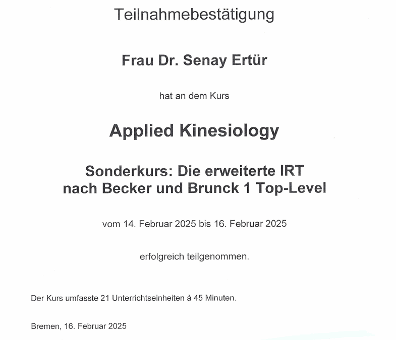 Diplom Kinesiologie Senay Ertür
